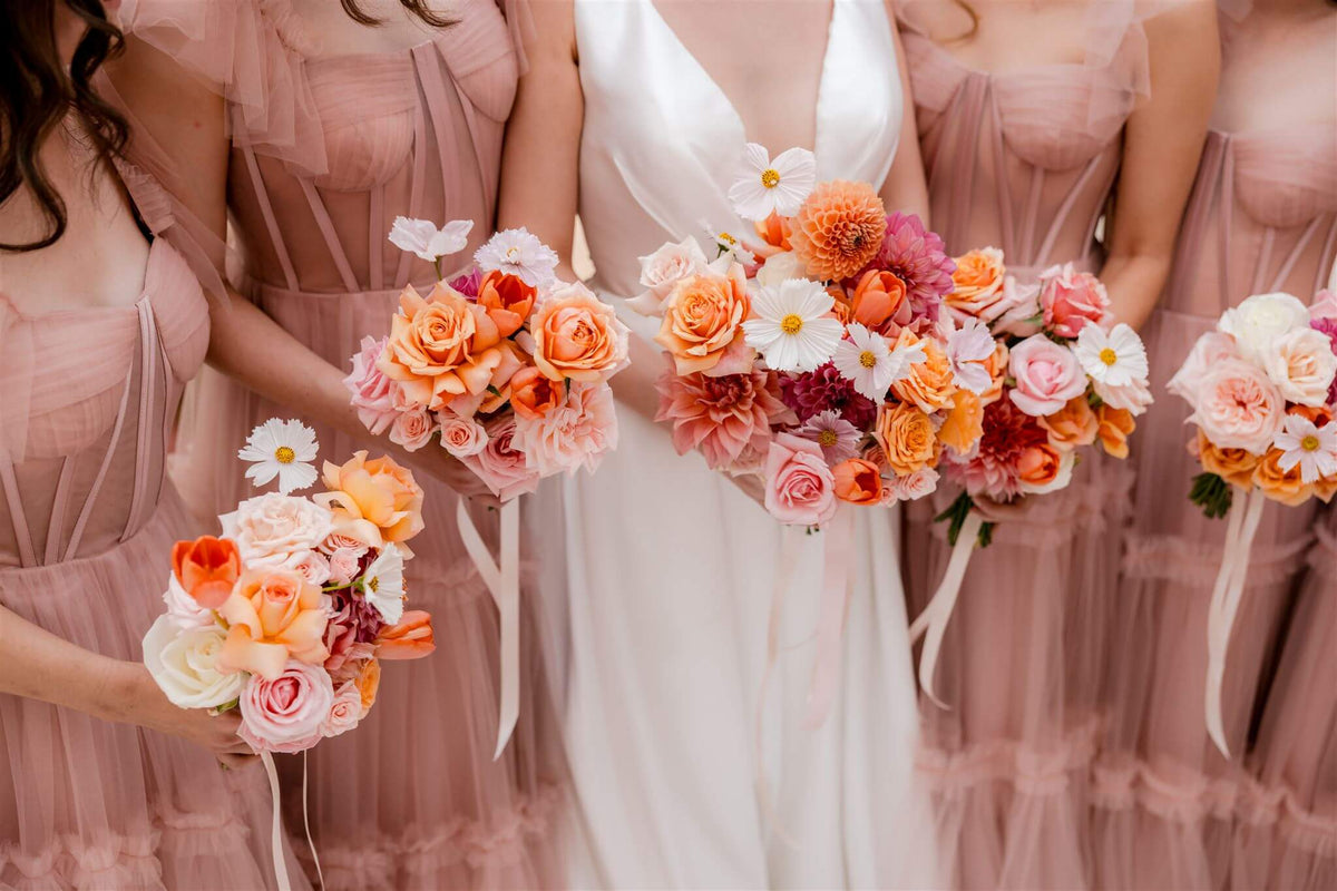 colourful delivery bridal party wedding flowers
