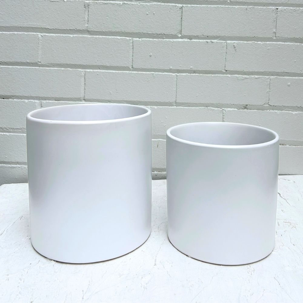 Ceramic Cylinder Matte White Planter Pot